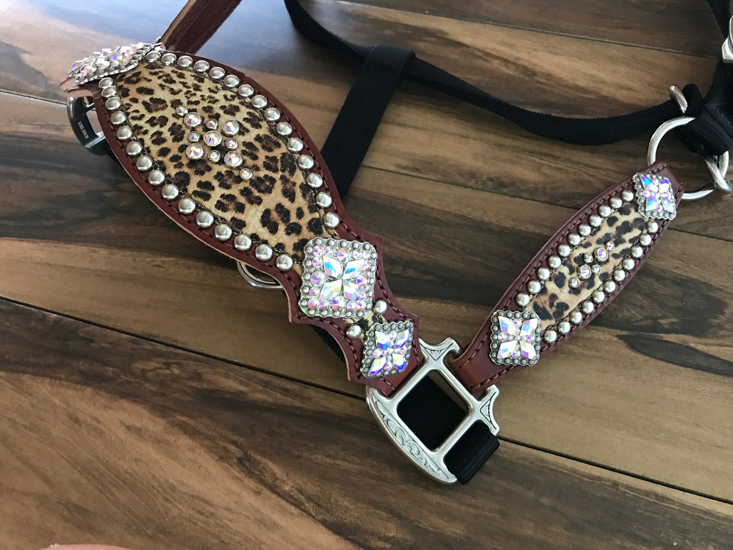 Cheetah Halter with checks and crystal rim sets