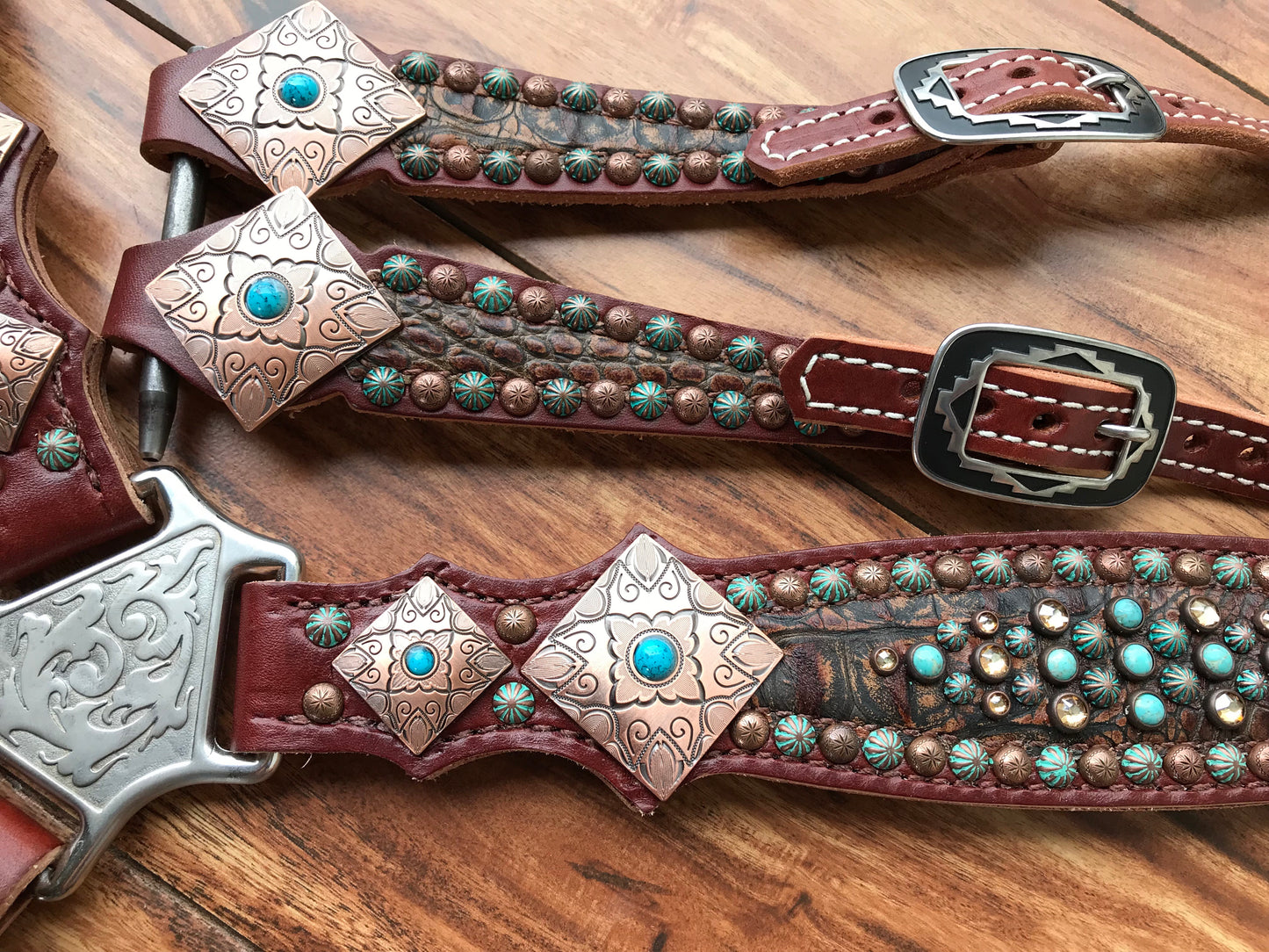Rustic Brown Gator with Southwest Conchos