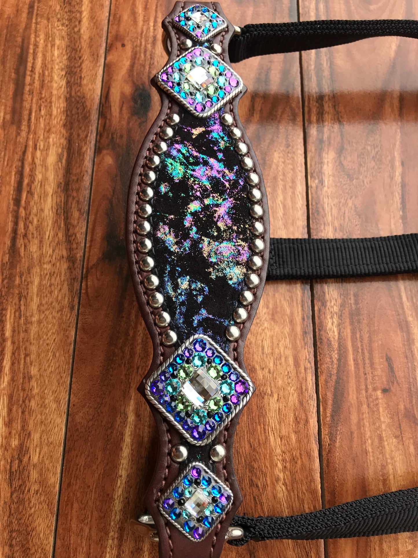 Northern Lights on Dark Oil Leather