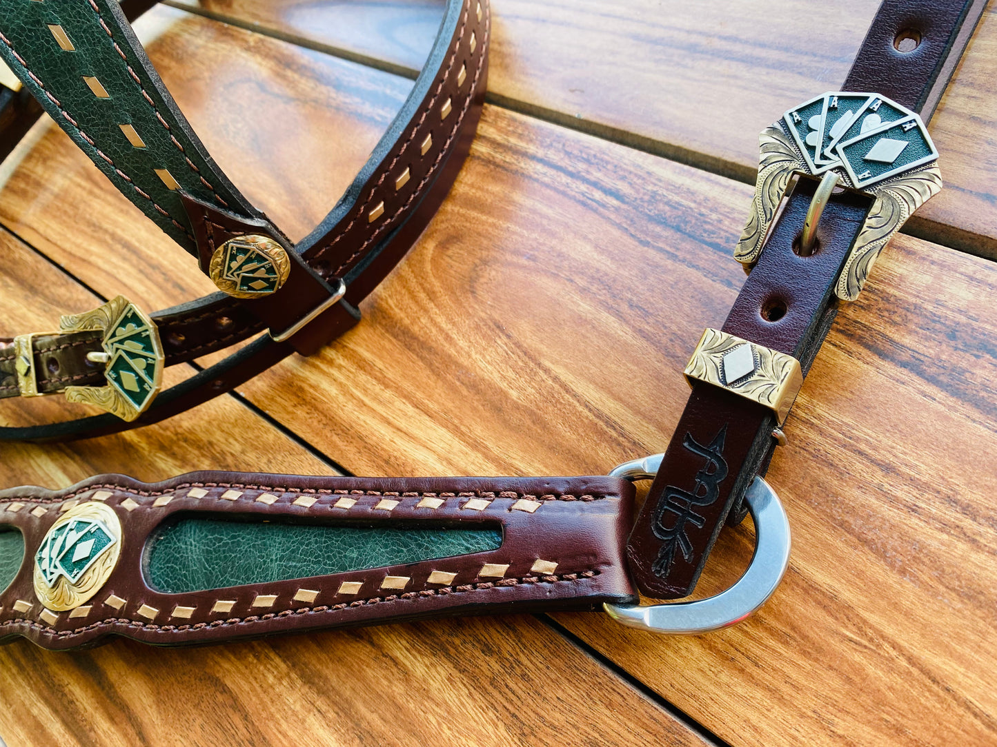 Royal green with handmade imported card conchos