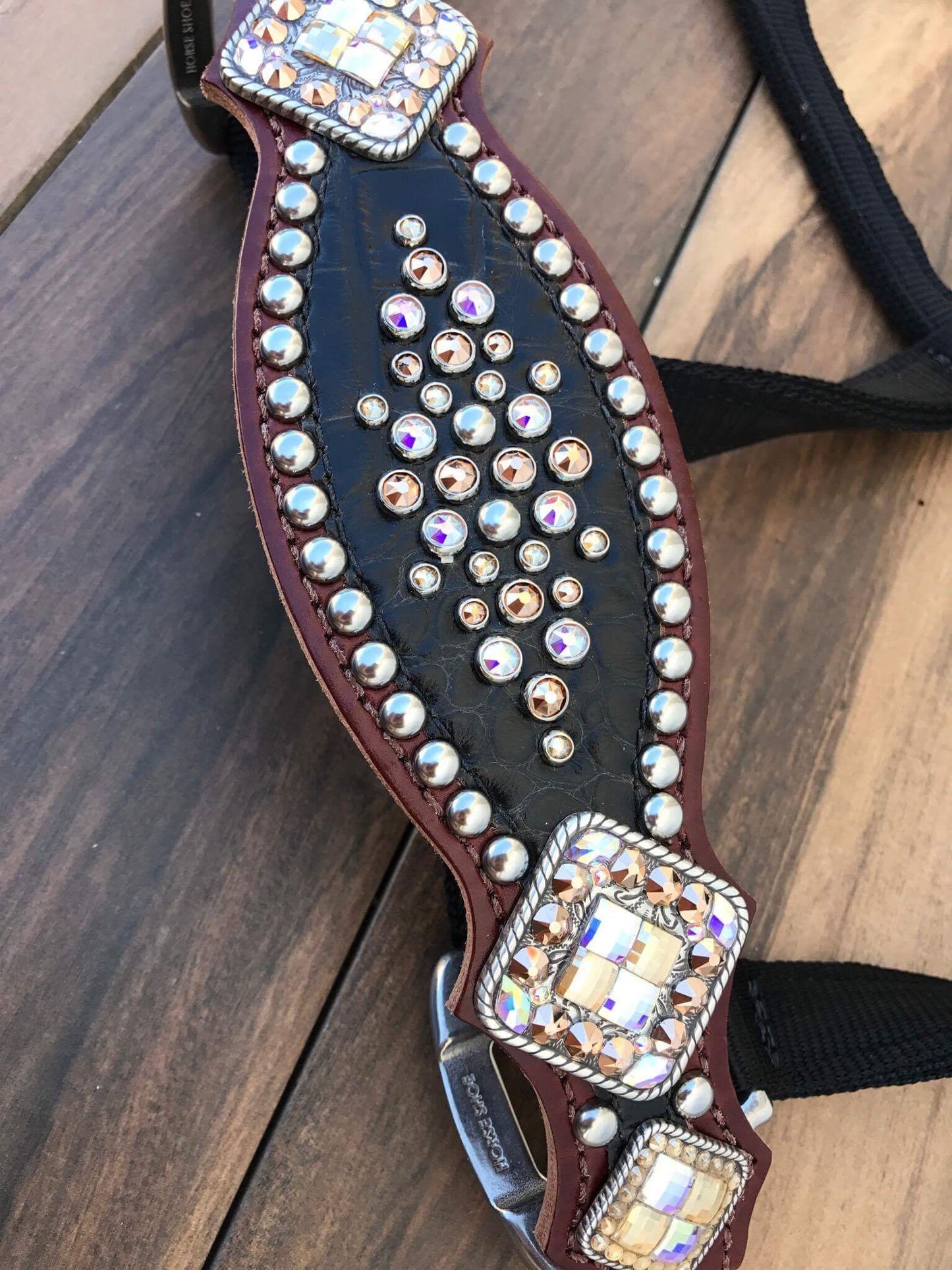 Black Gator Halter W/ Silver Spots