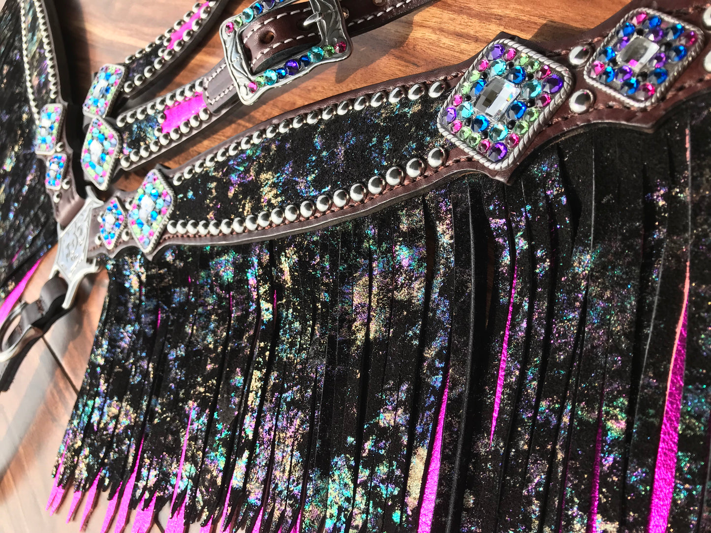 Northern Lights with Pink Double Layer Fringe