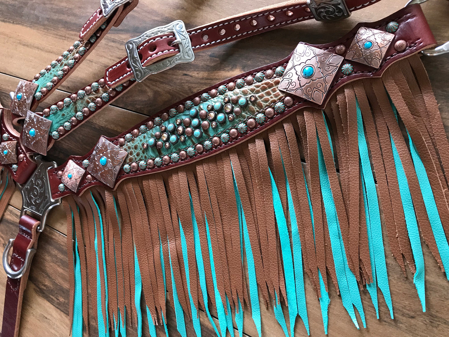 Turquoise Brown Fade with Double Layer Fringe