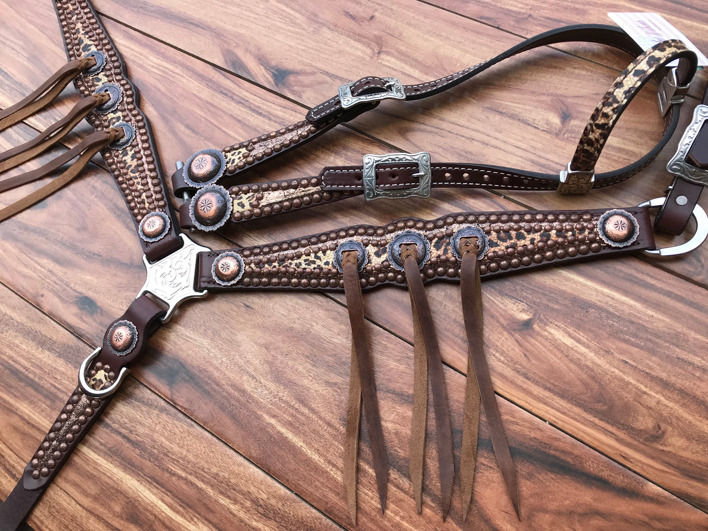 Rose Gold with cheetah overlay and cowboy strings