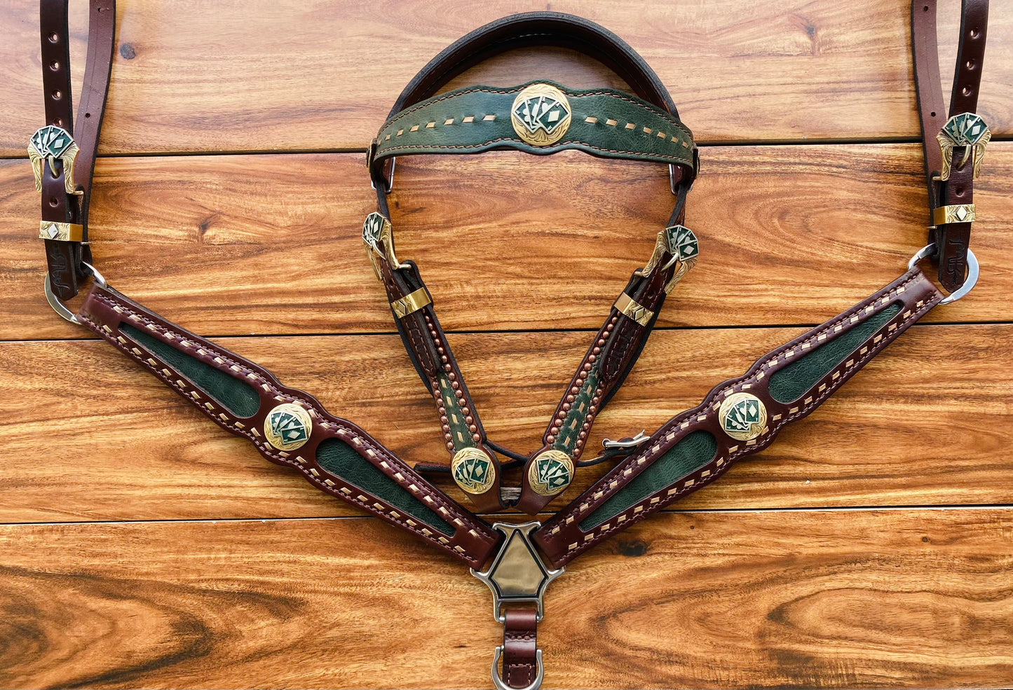 Royal green with handmade imported card conchos