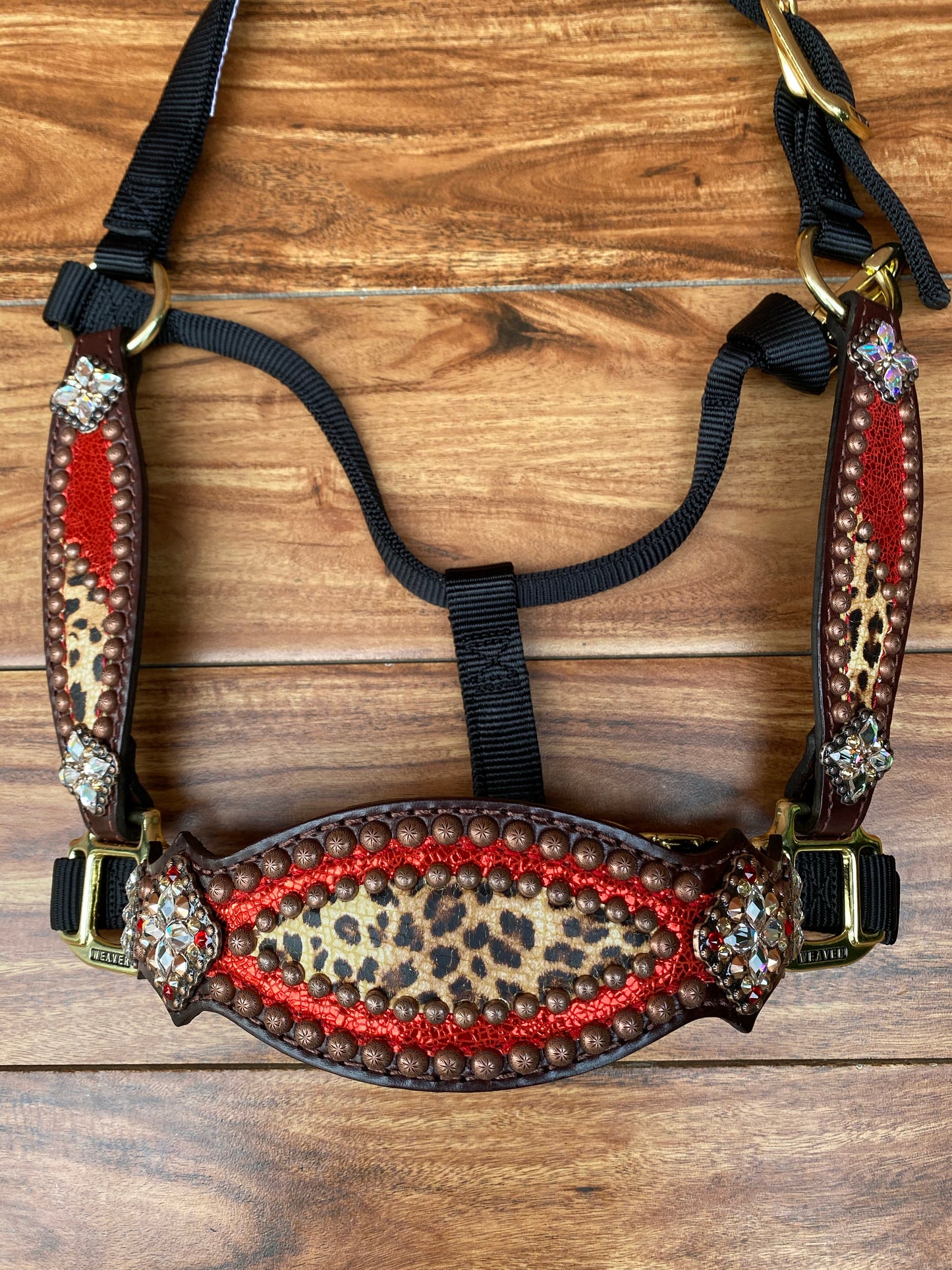 Red ice and cheetah halter