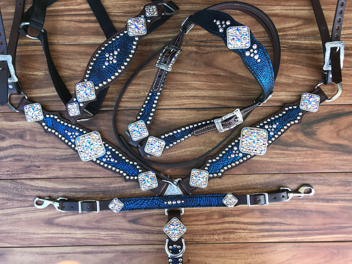 Blue mystic swirl with large conchos
