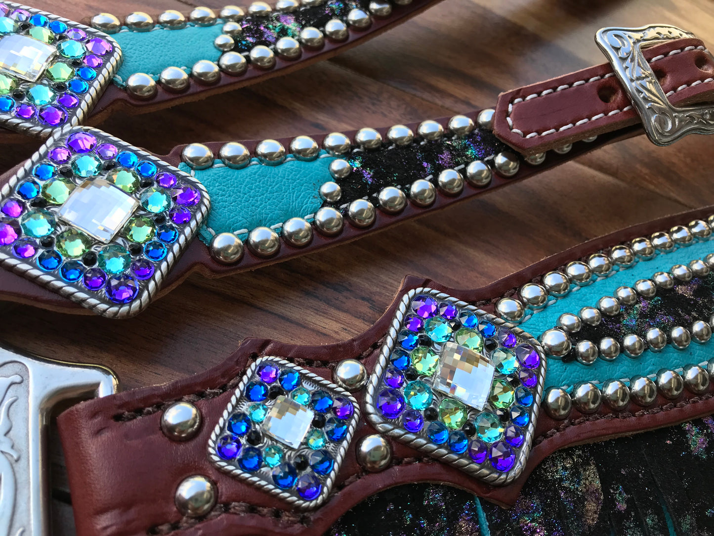 Turquoise with Northern Lights overlay and Double Layered Fringe