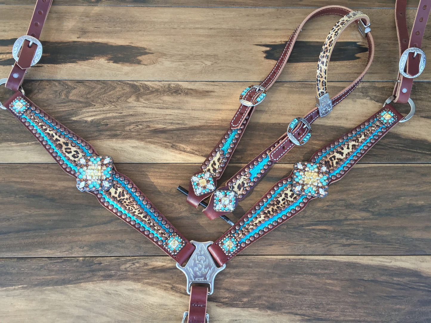 Metallic Turquoise with Cheetah Overlay