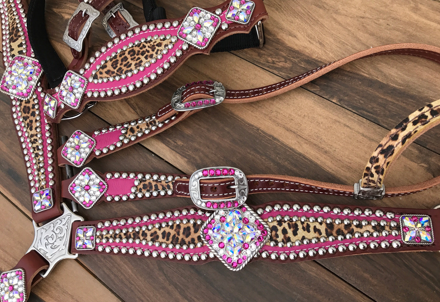 Pink with Cheetah overlay and Silver