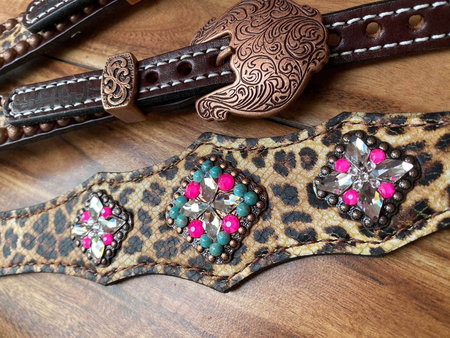 Single layer cheetah with pink and turquoise