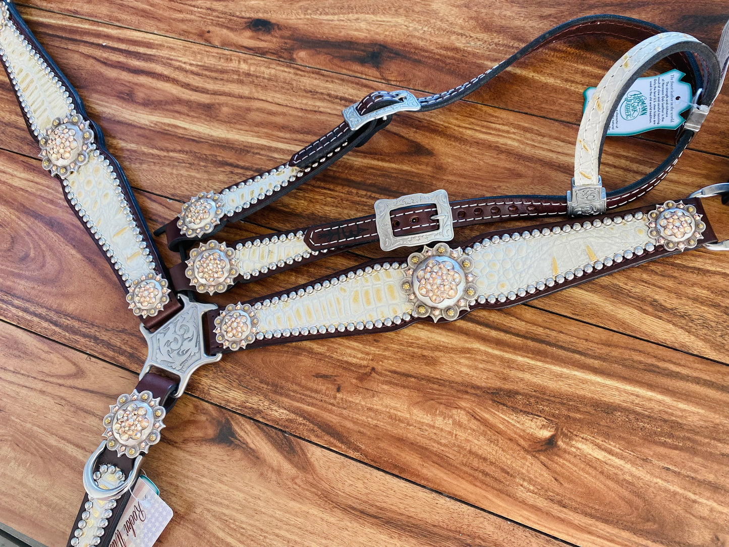 Cream gator with round conchos
