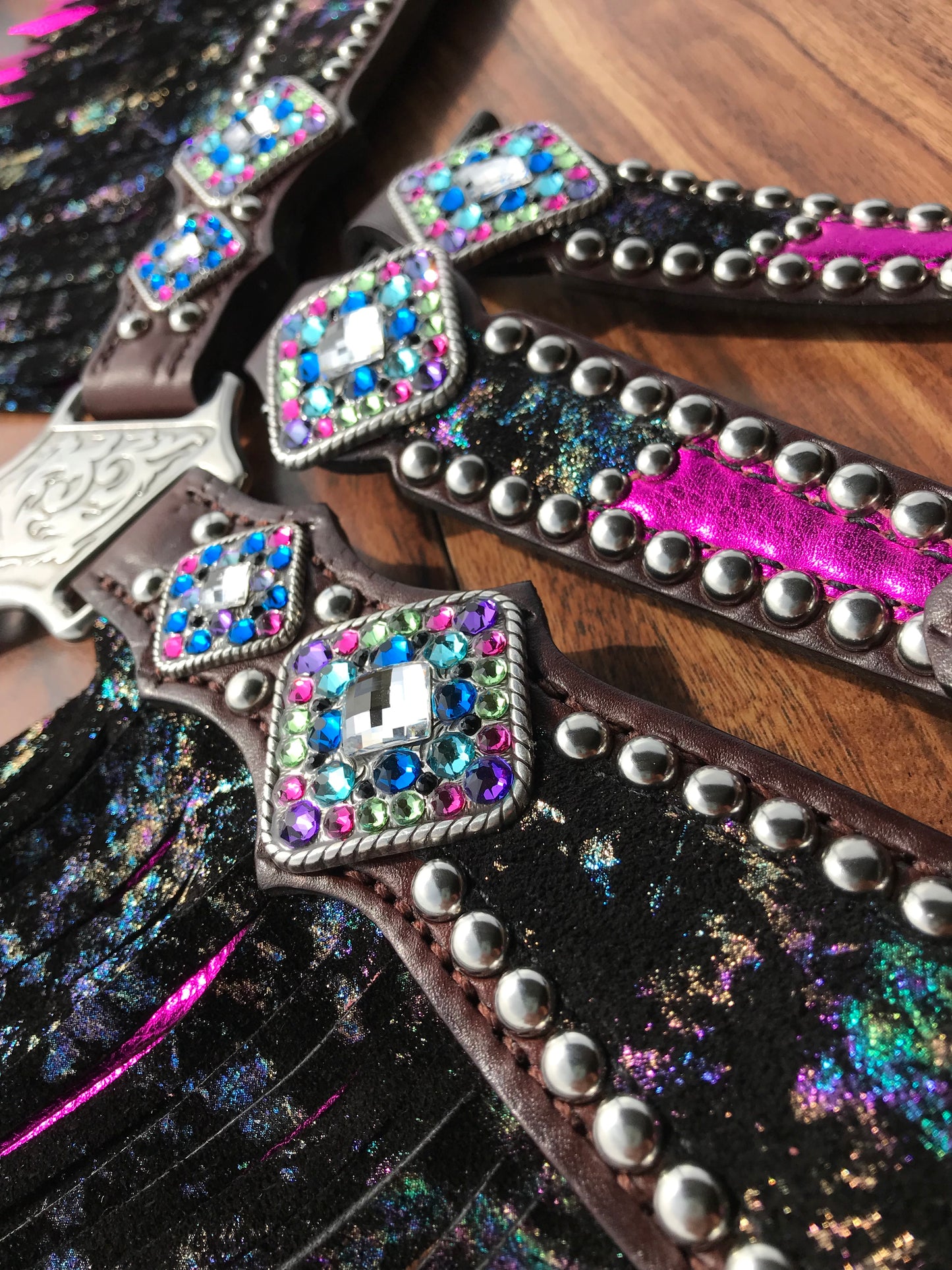 Northern Lights with Pink Double Layer Fringe