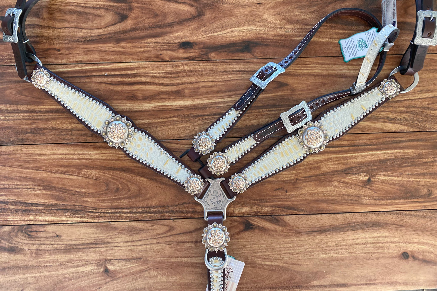 Cream gator with round conchos