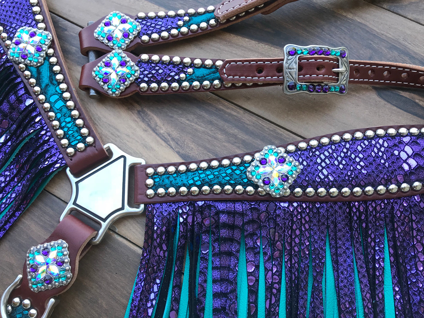 Turquoise and Purple Mystic Double Fringe
