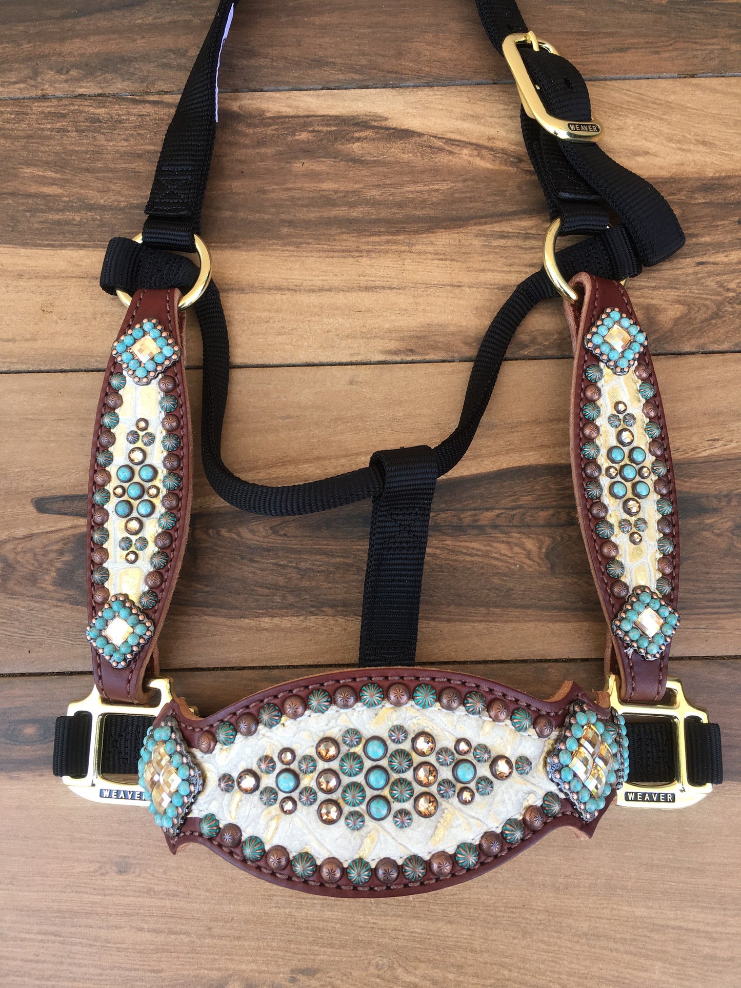 Cream W/ Gold Gator Halter with Cheeks