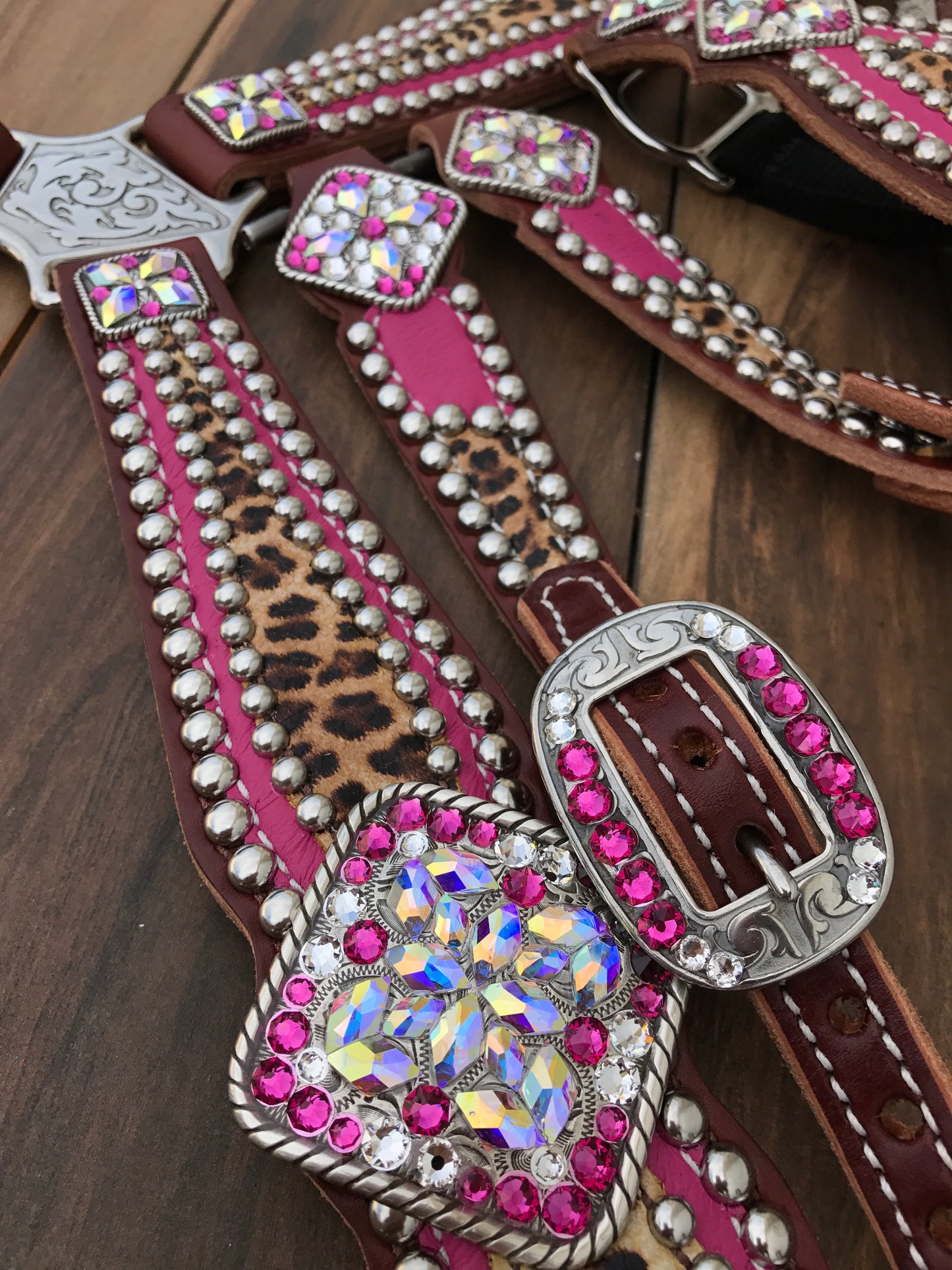 Pink with Cheetah overlay and Silver