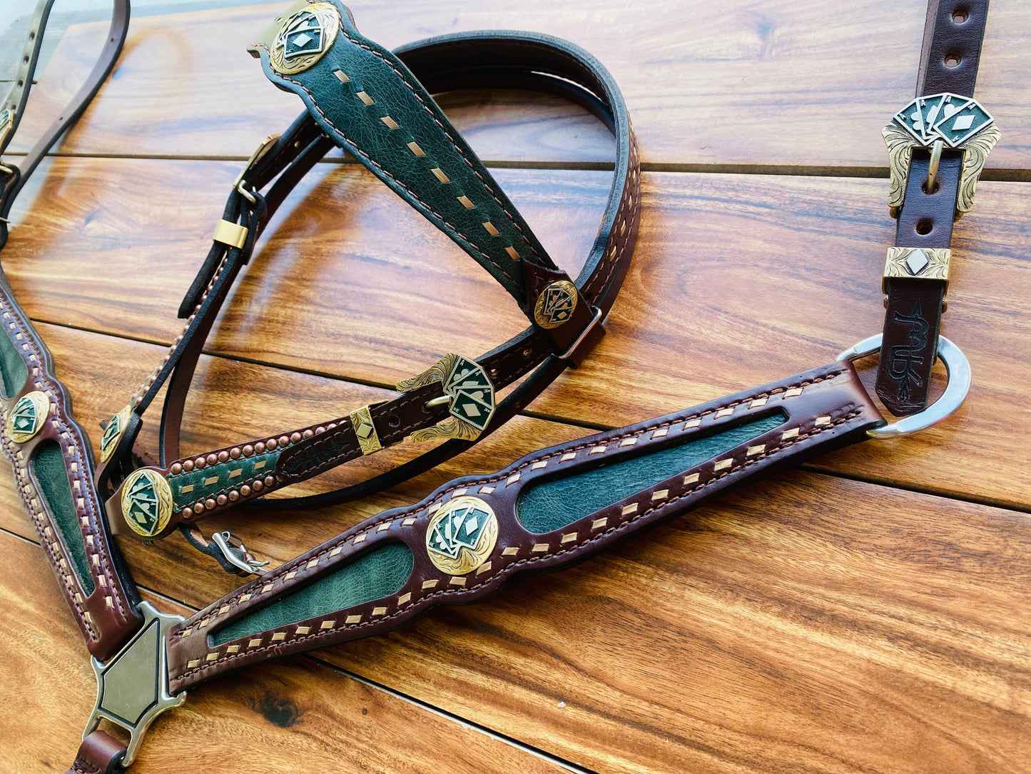 Royal green with handmade imported card conchos