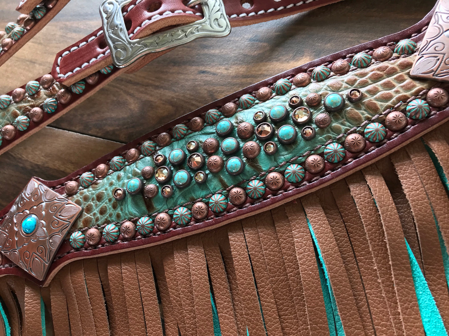 Turquoise Brown Fade with Double Layer Fringe
