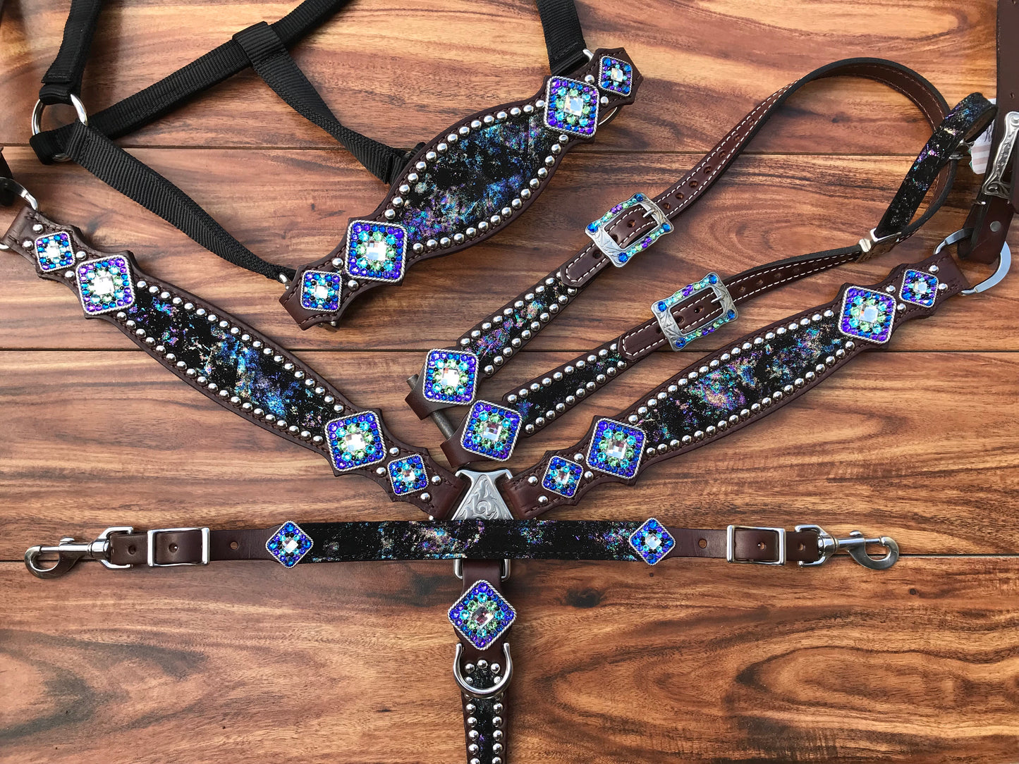 Northern Lights on Dark Oil Leather