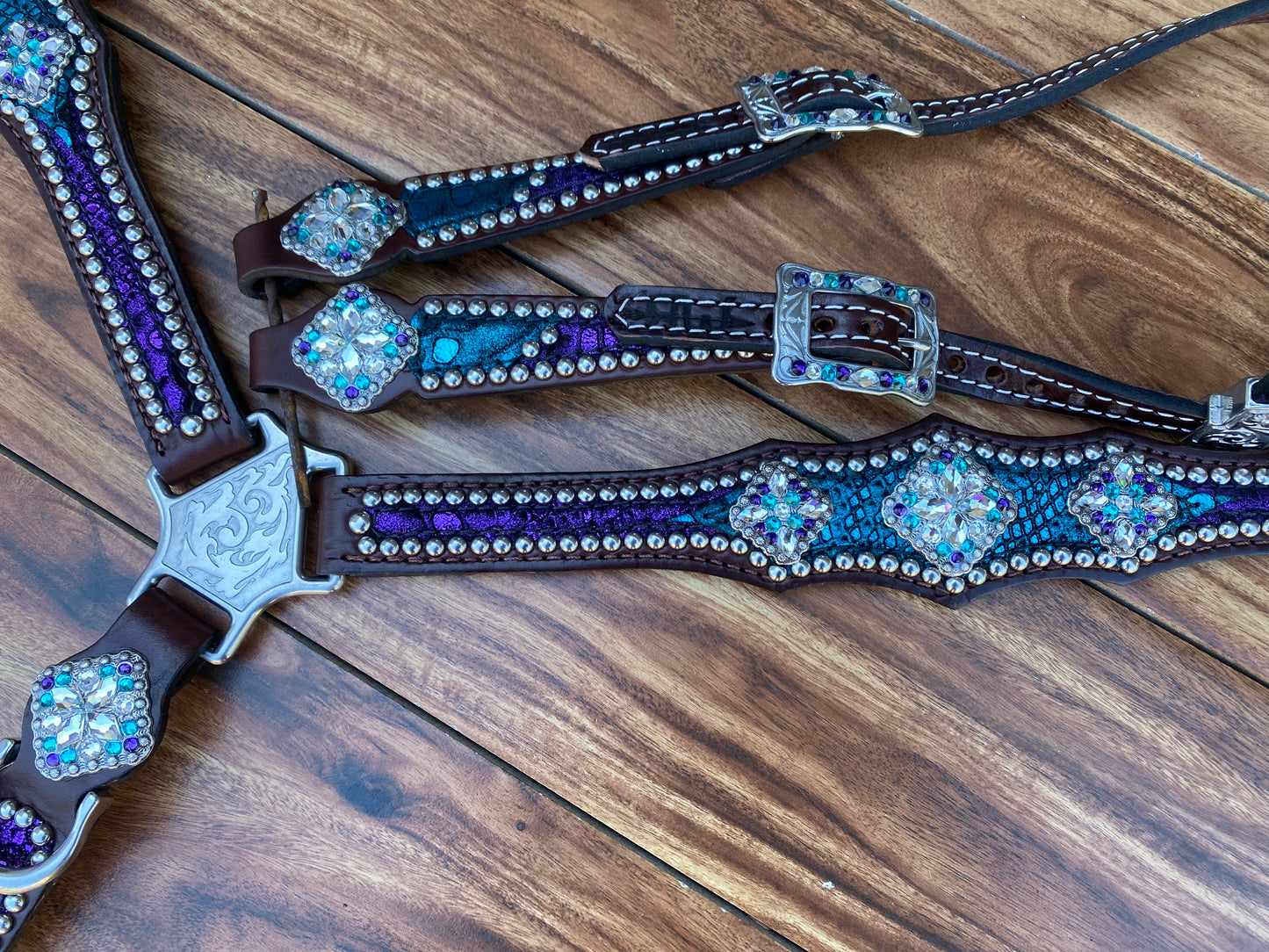 Turquoise with purple overlay