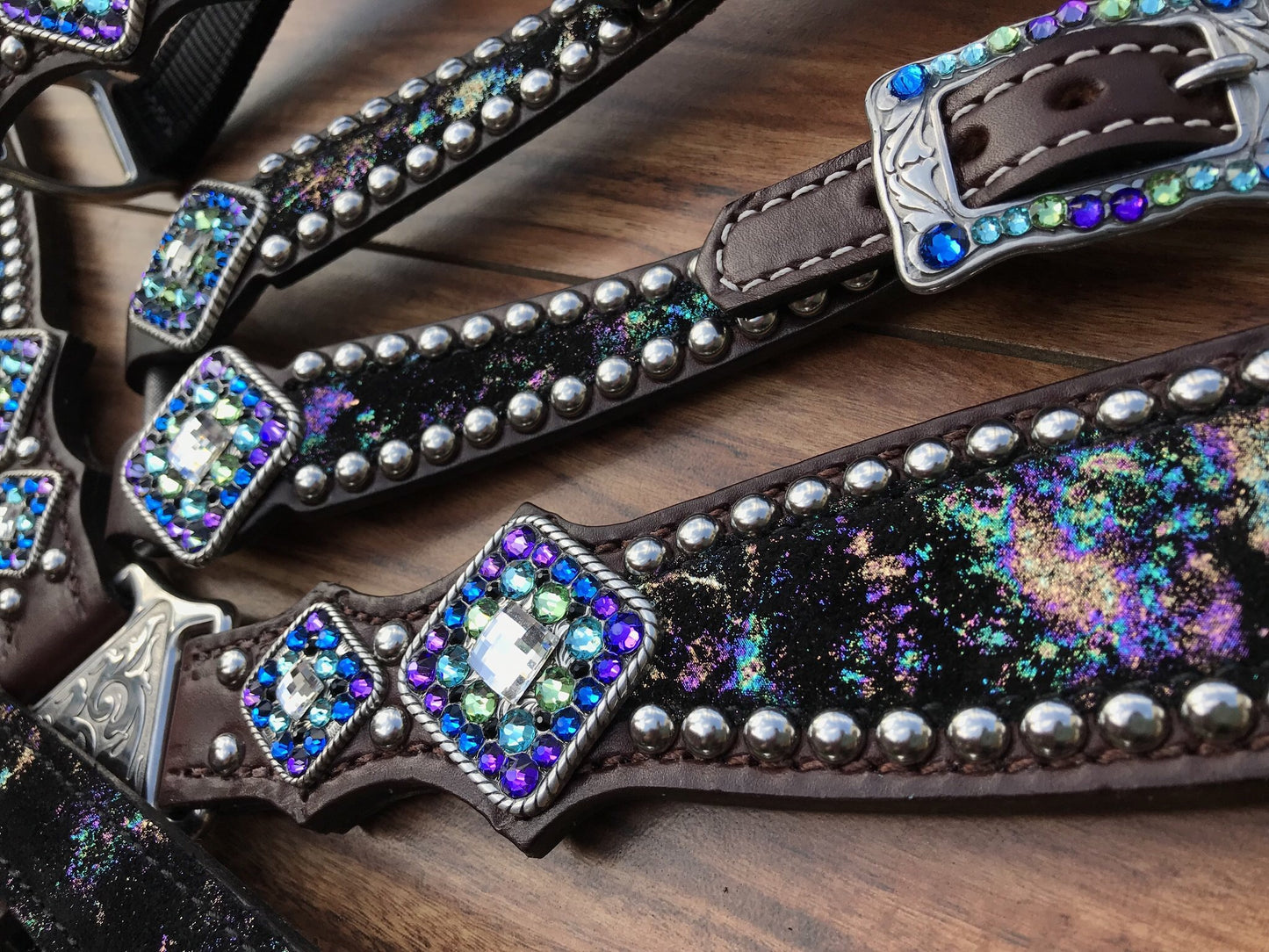 Northern Lights on Dark Oil Leather