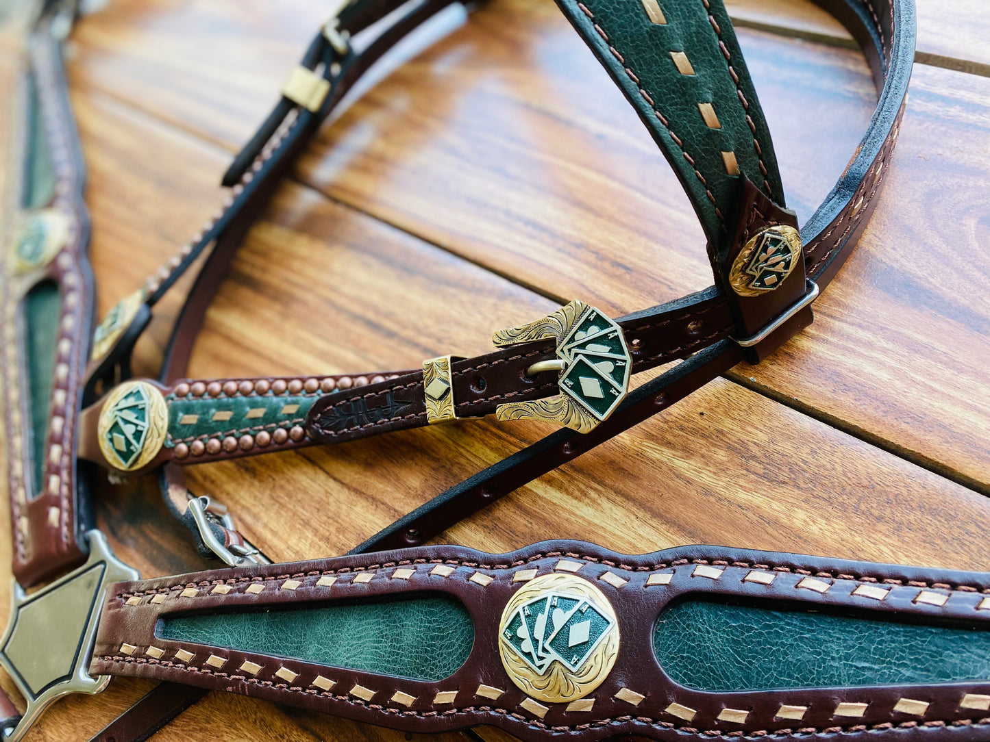 Royal green with handmade imported card conchos