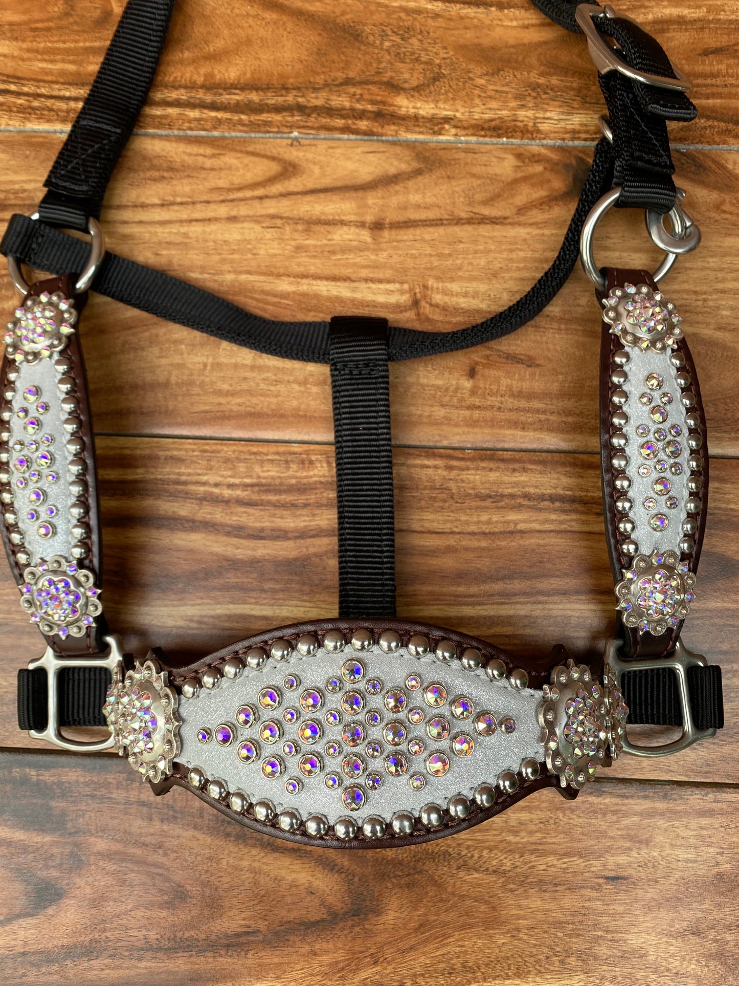 Silver glitter with AB flower concho halter