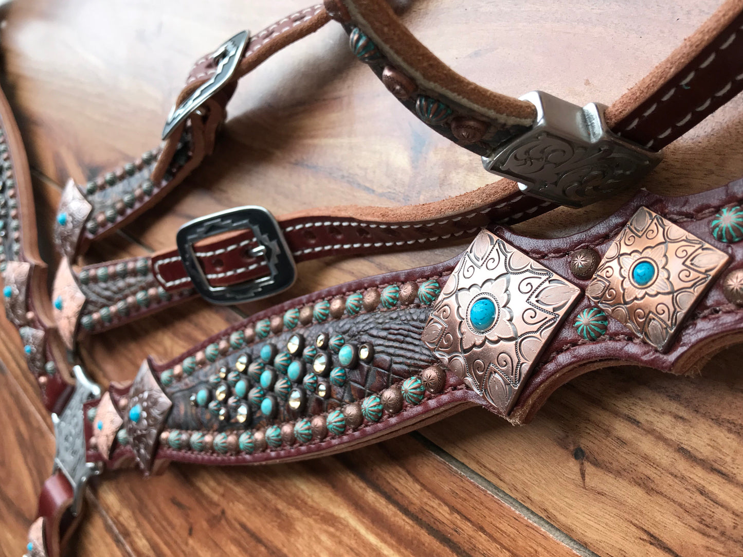 Rustic Brown Gator with Southwest Conchos