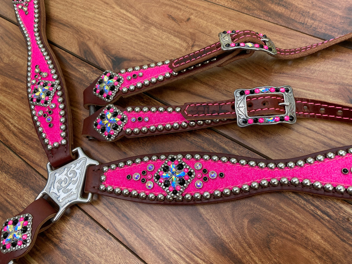 Neon pink with black