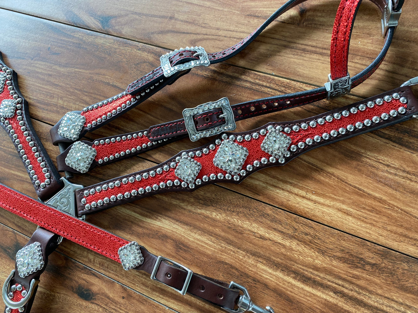 Red ice with silver and clear