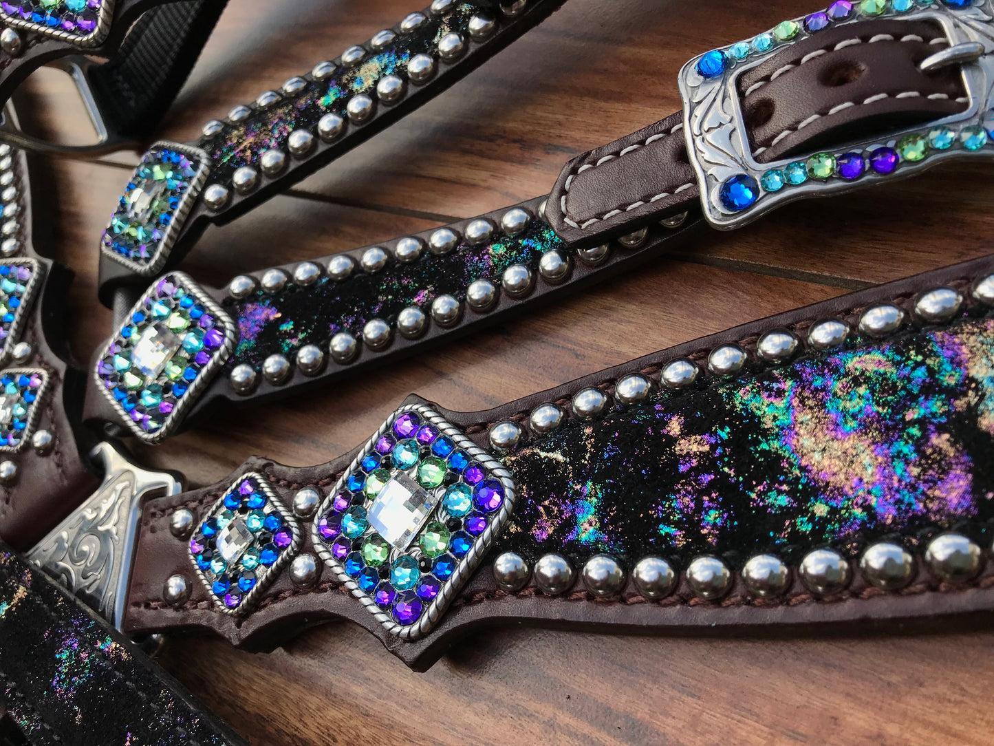 Northern Lights on Dark Oil Leather