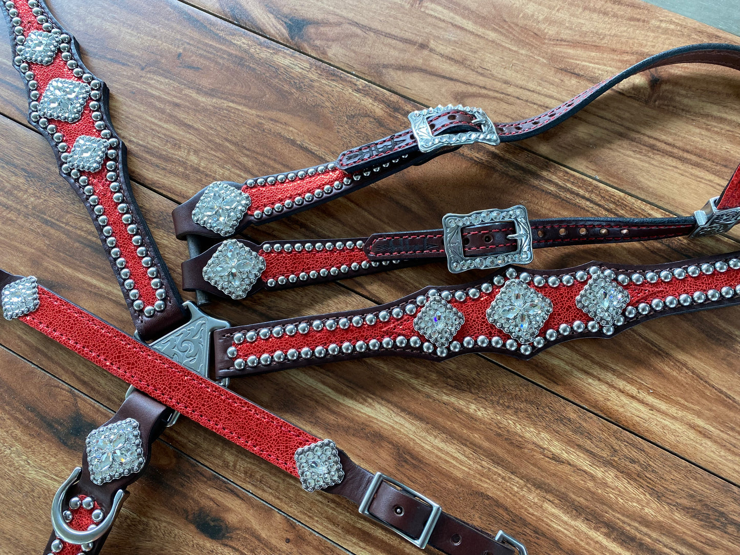 Red ice with silver and clear