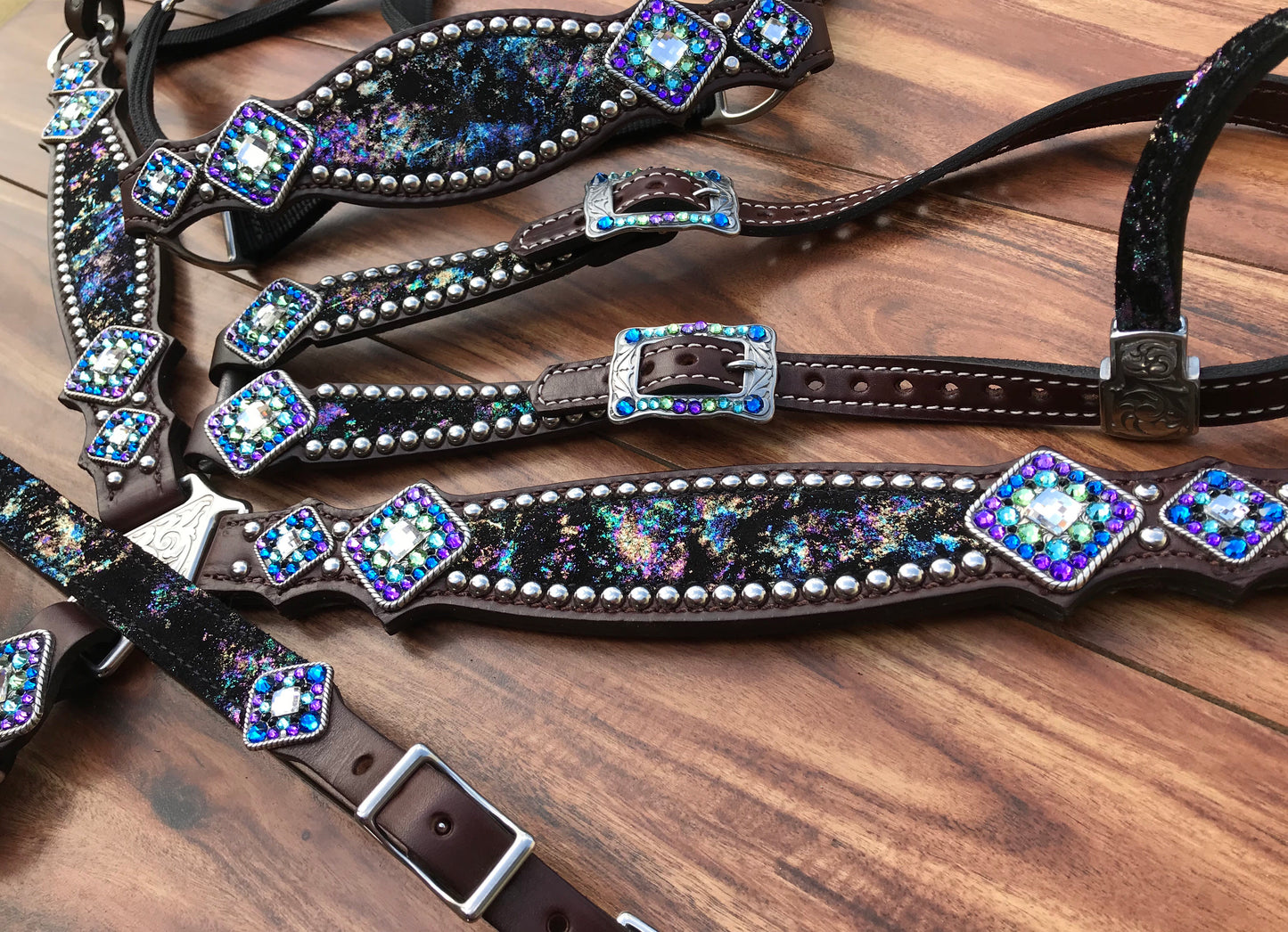 Northern Lights on Dark Oil Leather