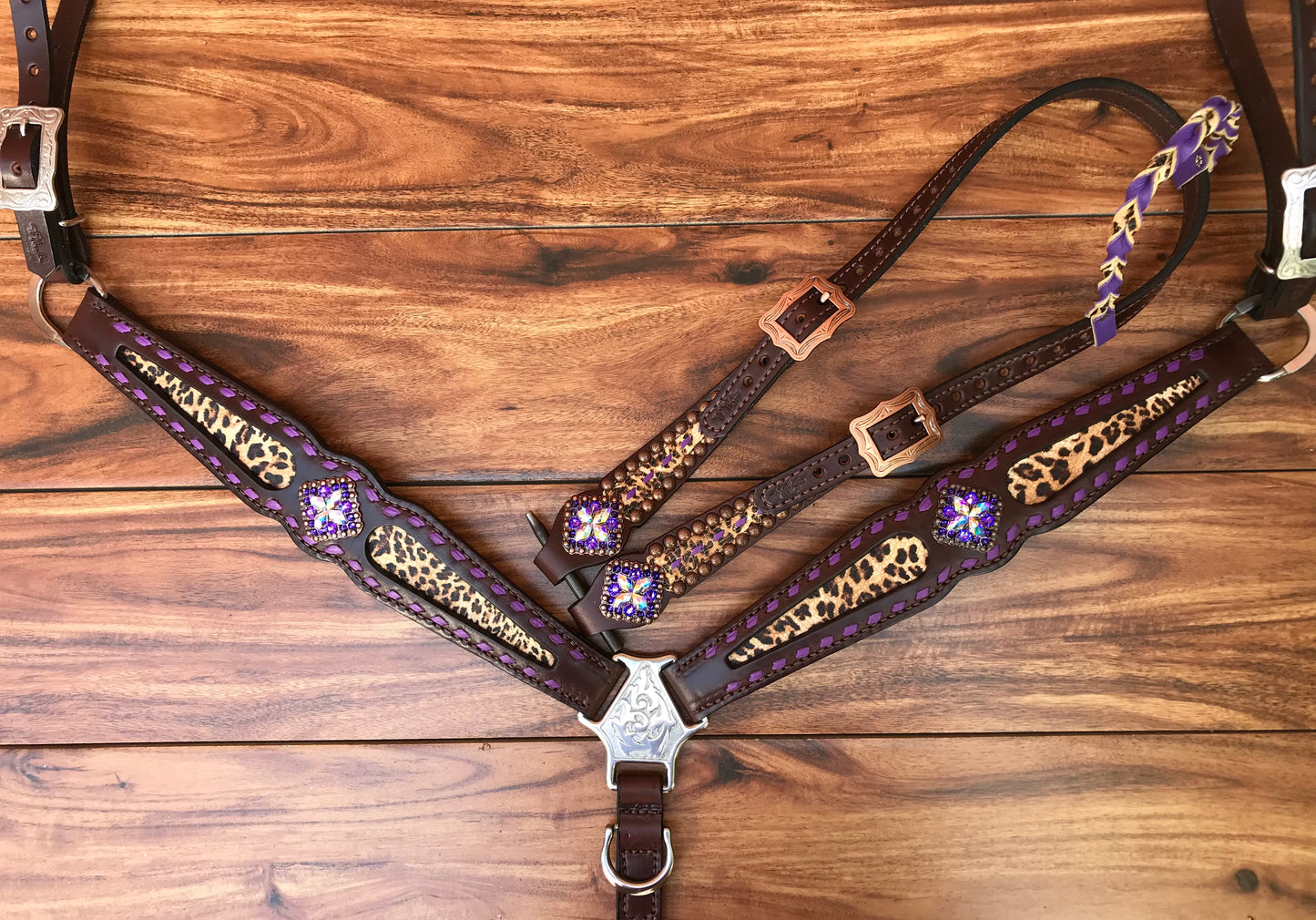 Purple buckstitch with cheetah