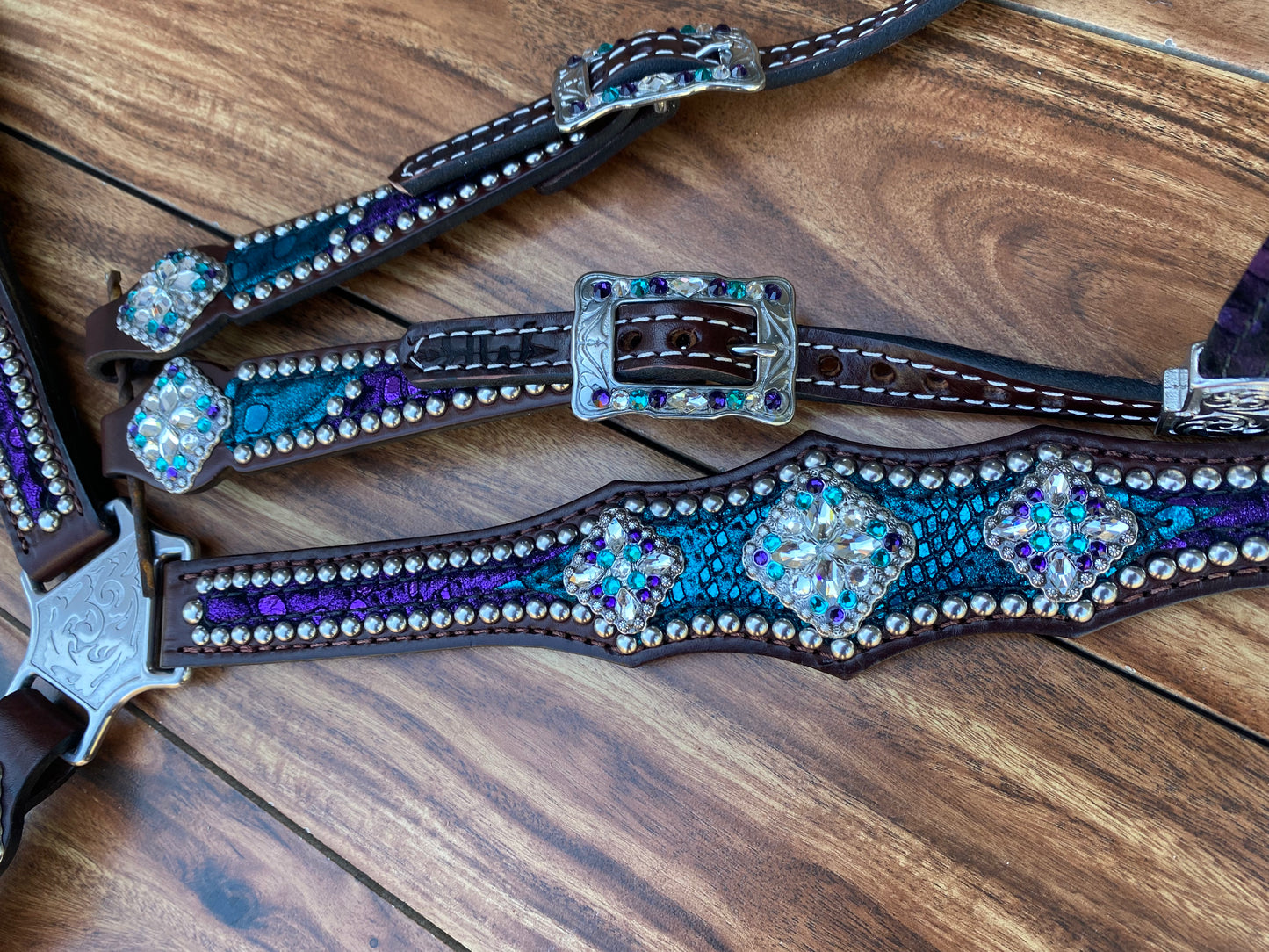 Turquoise with purple overlay
