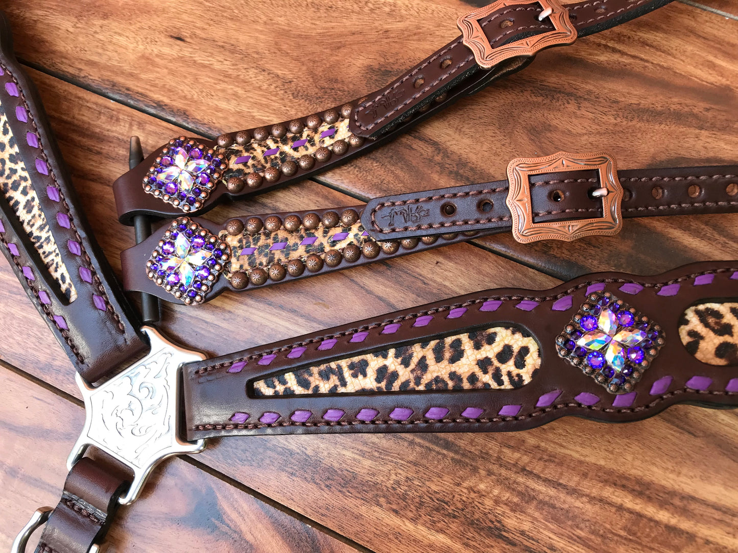 Purple buckstitch with cheetah