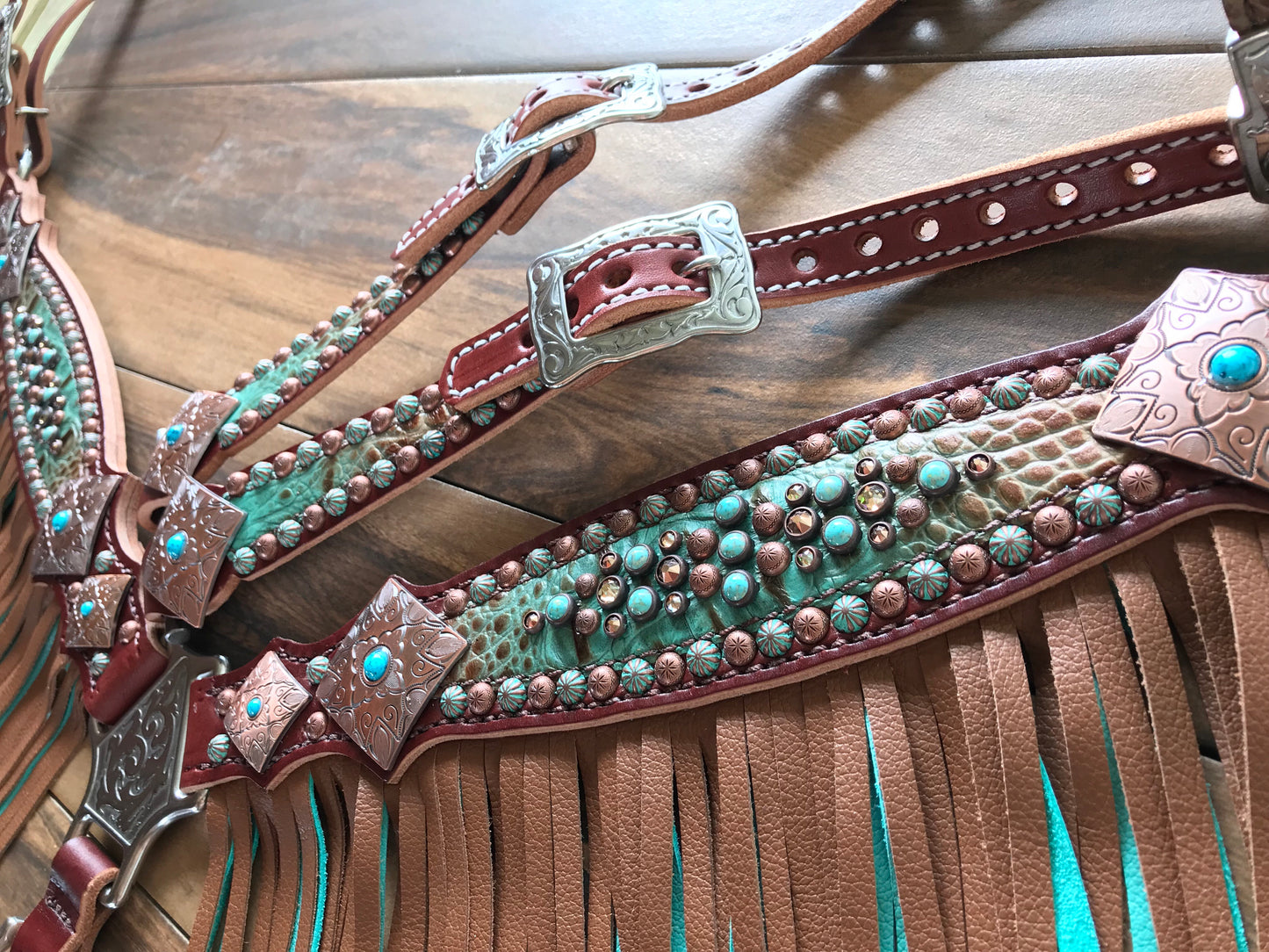 Turquoise Brown Fade with Double Layer Fringe