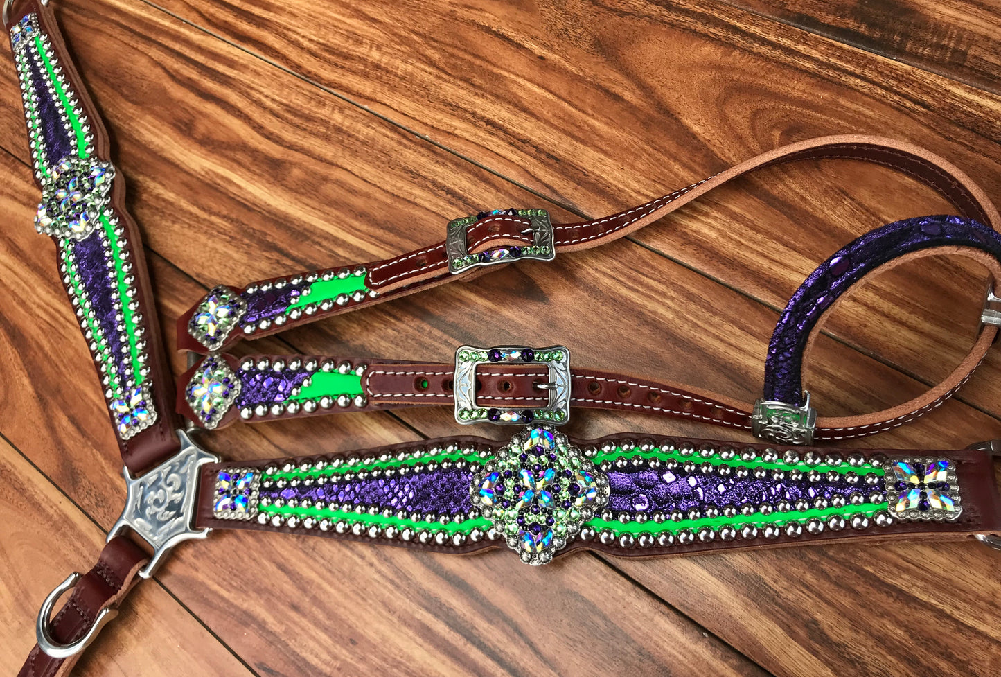 Lime green with purple mystic