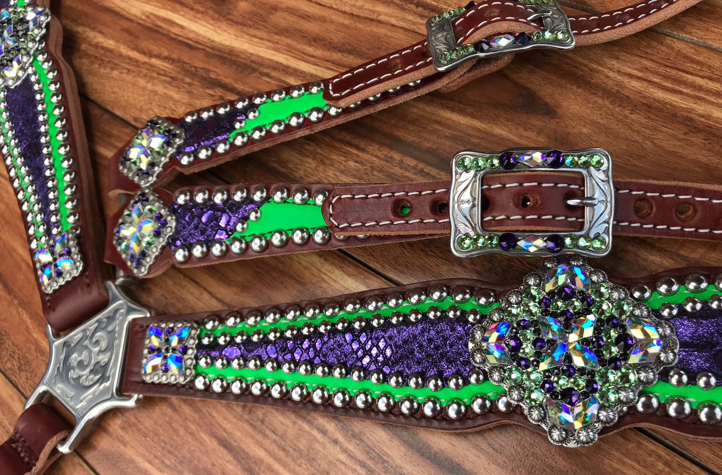 Lime green with purple mystic