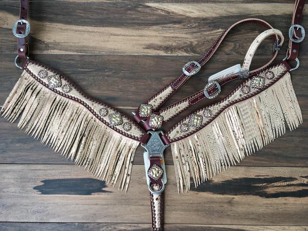 Rose Gold Mystic Python Breast Collar With Fringe