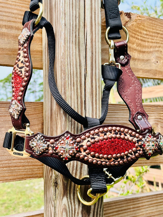 Chunky Red Glitter with Cheetah Halter