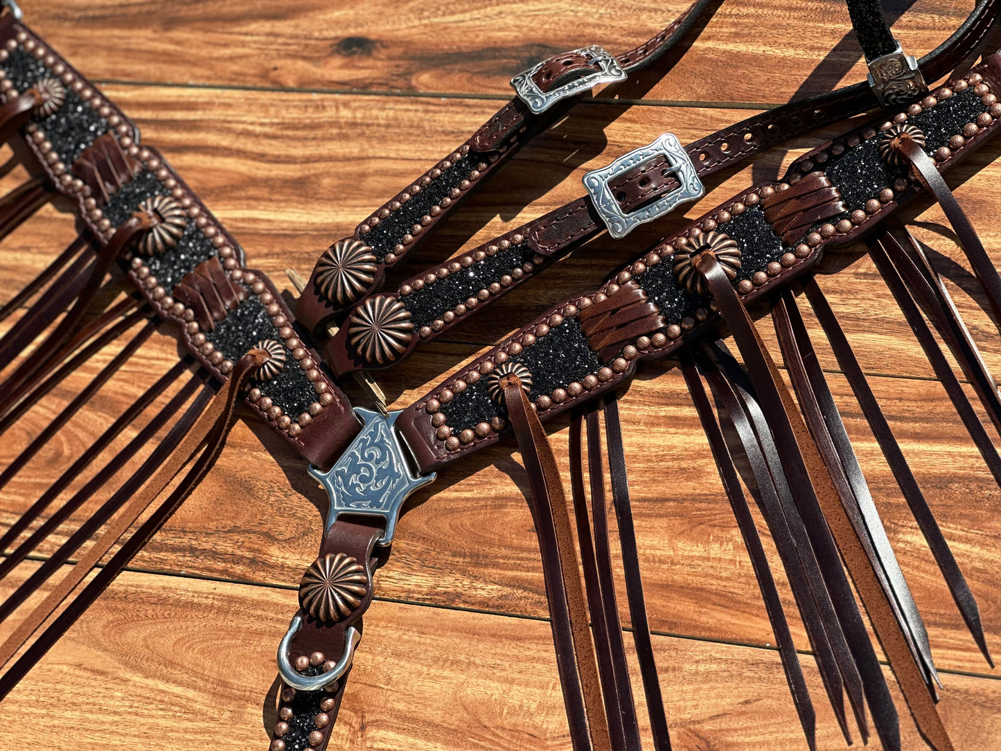 Black chunky glitter with cross stitch