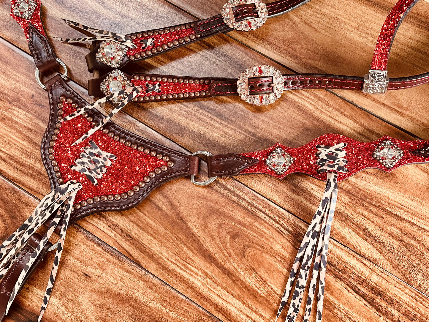 Gladiator Red Chunky Glitter with Cheetah Cross Stitch