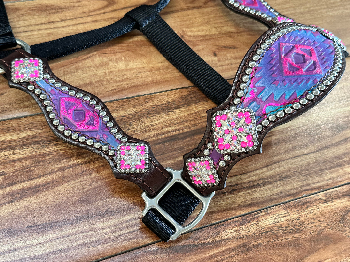 Pink Aztec halter with cheek upgrade