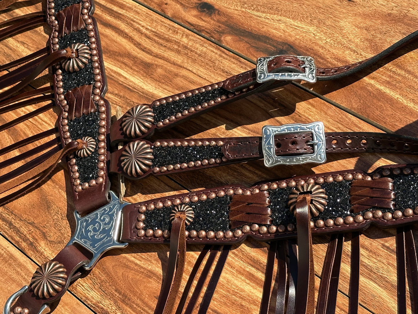 Black chunky glitter with cross stitch