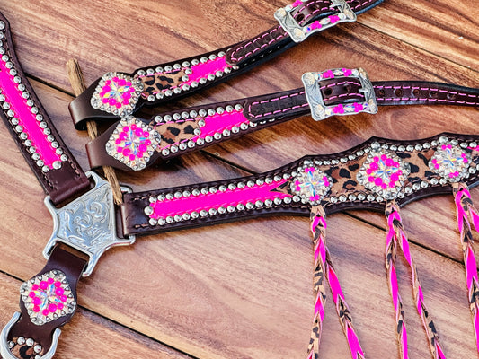 Stunning bright pink with cheetah and fringe