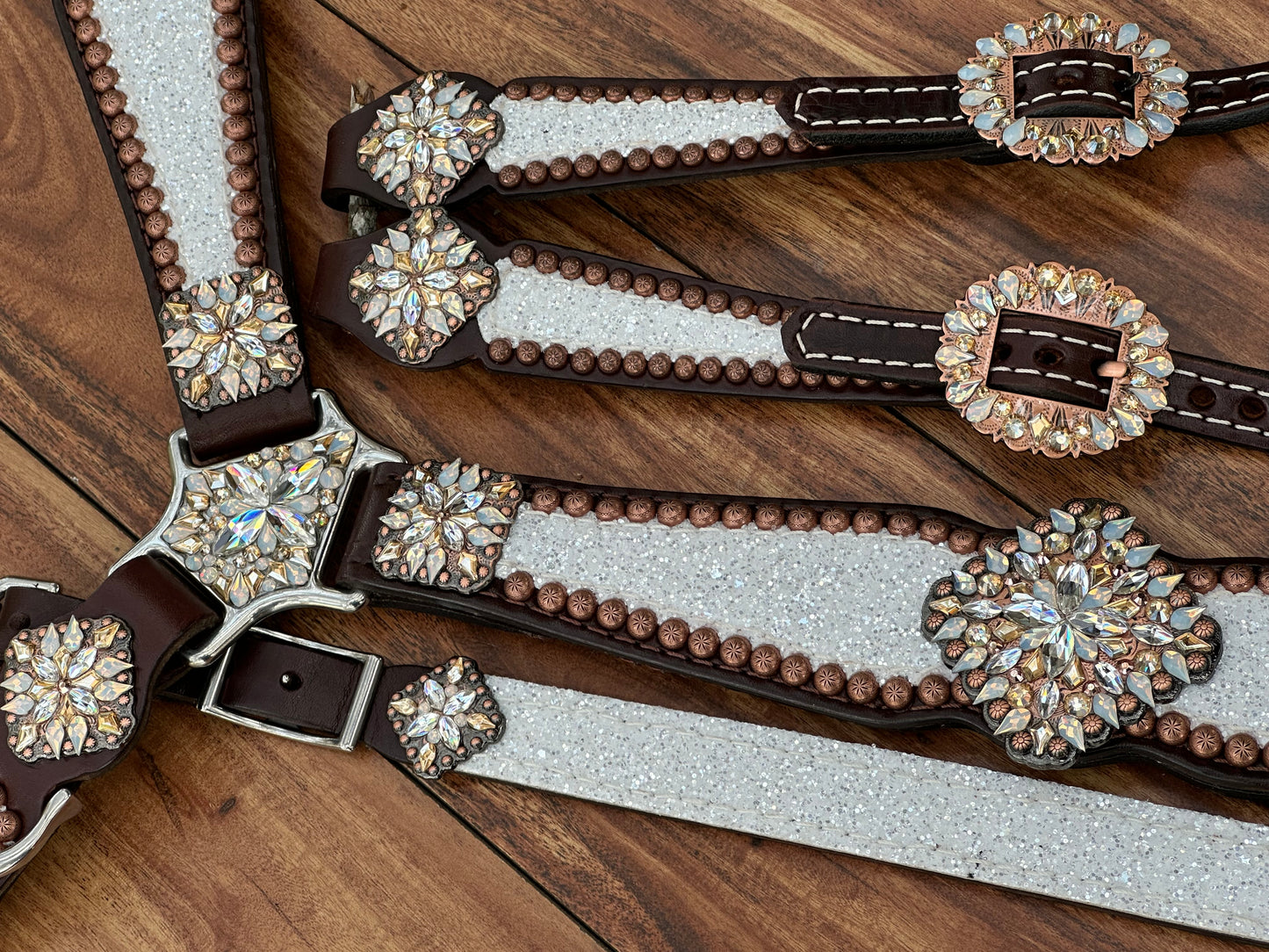 Chunky white glitter with XL conchos