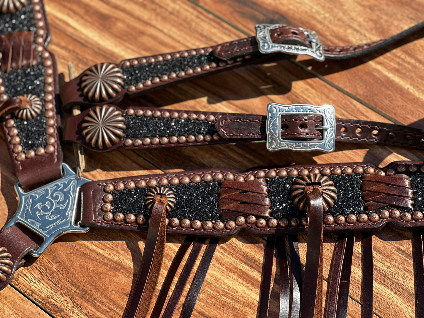 Black chunky glitter with cross stitch