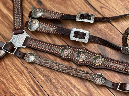 Brown Python with flower Conchos